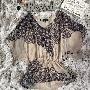 Guess cinched waist sheer blouse small